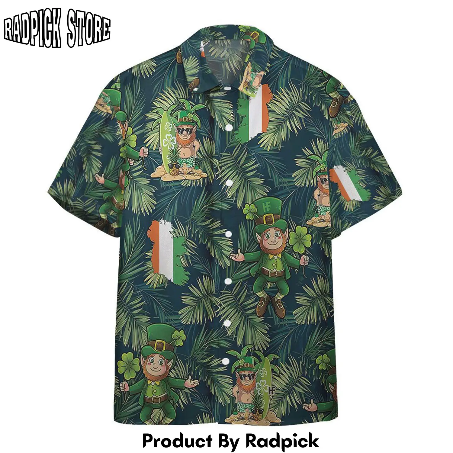 Radpick 3d leprechaun tropical hawaii style custom hawaiian shirt rp292605